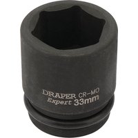 Black Draper Expert HI-TORQ 6 Point Impact Socket, 3/4" Sq. Dr., 33mm with engraved white text on side.