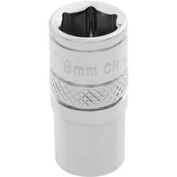 Silver Draper Expert 8mm socket with 6-point design and textured grip, 1/4" square drive.