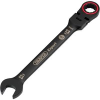 Black Draper Expert 13mm flexible head ratchet spanner with Hi-Torq® design and red accent on ring end.