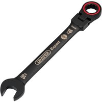 Black Draper Expert spanner, 16mm, with flexible ratchet head and Hi-Torq® design, featuring gold branding.