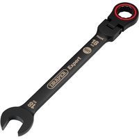 Black Draper Expert 18mm flexible head ratchet spanner with Hi-Torq® design and red accent around ratchet head.