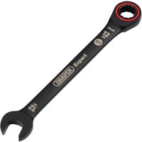 Black Draper Expert 12mm ratchet combination spanner with Hi-Torq® design and red-accented ratchet end.