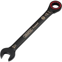 Black Draper Expert 17mm ratchet combination spanner with Hi-Torq® design, red accent, and engraved branding.