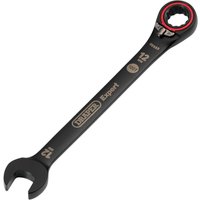 Black Draper Expert 12mm reversible ratchet spanner with Hi-Torq® design and red accent on the ratchet end.