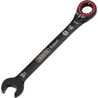 Black Draper Expert 14mm reversible ratchet spanner with Hi-Torq® design, open-end and ring head with red accent.