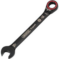 Black Draper Expert 15mm reversible ratchet spanner with Hi-Torq® design and red ring on the ratchet end.