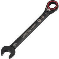 Black Draper Expert 16mm ratchet spanner with Hi-Torq® design, reversible head, and metric markings.