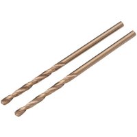 Two silver Draper Expert cobalt drill bits, 1.5mm x 43mm, with spiral flutes, shown side by side.