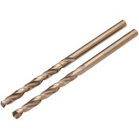 Draper Expert cobalt drill bits, 3.2mm x 65mm, silver with spiral flutes, pack of 2.