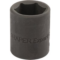 Black Draper Expert impact socket, 1/2" square drive, 22mm, with engraved branding on the side.