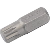 Silver Draper Expert M10 x 30mm spline bit with hexagonal base and grooved tip for mechanic's bit sets.