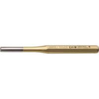 Gold octagonal pin punch, 8 x 150mm, with a parallel shaft and engraved text on the handle.