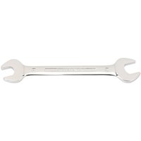 Silver Draper Expert open end spanner, dual-ended with 19mm and 22mm jaws, polished chrome finish.
