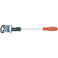 Draper Expert screwdriver with orange handle, long metal shaft, and plain slot parallel tip, 3.2 x 150mm size.