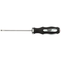 Draper Expert screwdriver with black soft grip handle and silver 3 x 75mm parallel tip blade.