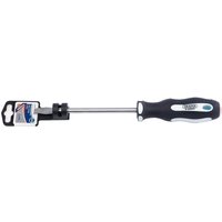 Draper Expert screwdriver with black soft grip handle and 8.0 x 150mm plain slot metal shaft.