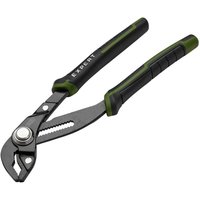 "Draper Expert Quick Release Water Pump Pliers with black and green rubber grips and adjustable jaw"
