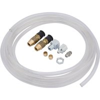 Clear tubing with brass fittings, connectors, and adapters for Draper Expert Remote Refill Kit for Automatic Grease Feeders.