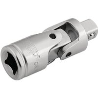Satin chrome universal joint with 1/4" square drive, featuring a swivel mechanism and engraved Draper Expert logo.
