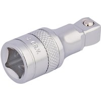 Satin chrome wobble extension bar, 3/8" square drive, 45mm length, with knurled grip and polished finish by Draper Expert.