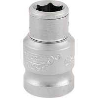 Silver Draper Expert screwdriver bit holding socket, 3/8" square drive, 1/4" hexagon, engraved branding.