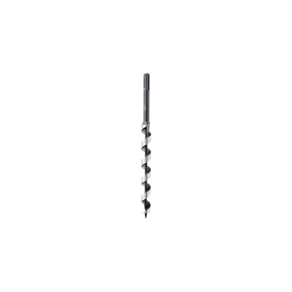 SDS+ auger bit by Draper Expert, 230mm long and 16mm wide, featuring a spiral design and a sharp tip, finished in a metallic grey color for durability.