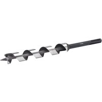 Black Draper Expert SDS+ auger bit, 230 x 22mm, with spiral flutes and pointed tip for drilling.