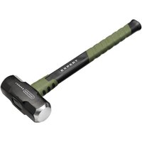 Black and green Draper Expert sledge hammer with a reinforced handle and polished steel head.