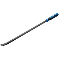 Draper Expert pry bar 915mm, black steel shaft, blue and black soft grip handle.