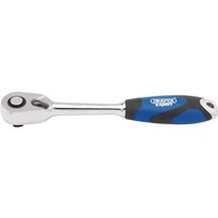 Draper Expert reversible ratchet, 3/8" drive, 72 tooth, silver with blue and black soft grip handle.