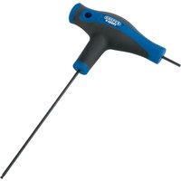Black and blue T-handle hex key with soft grip, 2.0mm size, by Draper Expert.
