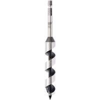 Draper Expert 22mm auger bit with spiral design, silver shaft, and black cutting edge for wood drilling.