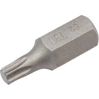 Silver T30 x 30mm Draper TX-STAR insert bit with hexagonal base and star-shaped tip.