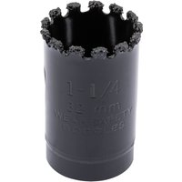 Black Draper Expert hole saw, 32mm, with tungsten carbide grit edge and cylindrical shape.