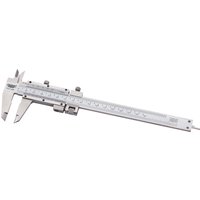 Silver Draper Expert Vernier Caliper with fine adjustment, 0-140mm scale, featuring a sliding jaw and measurement markings.