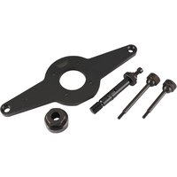 Black Draper Expert vibration damper holding tool set with circular plate and three metal rods.