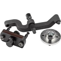 Black Draper Expert water pump tool set for Volkswagen, featuring a curved arm, threaded bolt, and circular metal plate.