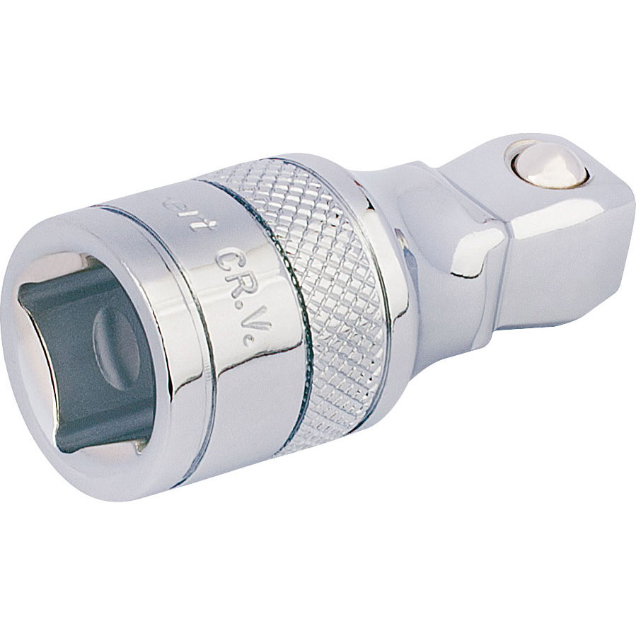 Draper Expert 1/2" square drive wobble extension bar in chrome finish, featuring a knurled grip and a 50mm length for enhanced reach and flexibility in tight spaces.