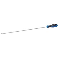 Draper extra long reach screwdriver, No.2 x 450mm, with blue and black handle and slender metal shaft.