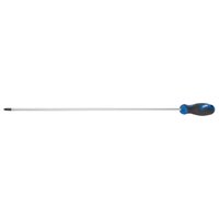 Draper extra long reach screwdriver, No.2 x 450mm, with black soft grip handle and blue accents.
