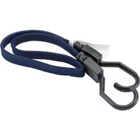 Blue Draper flat bungee, 600mm, with black plastic hooks on both ends.