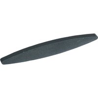 Draper flat silicon carbide scythe stone, 225mm, dark gray, elongated oval shape with tapered edges.