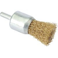 Draper Flat Top Decarbonizing Wire Brush, 26mm, with silver cylindrical handle and dense brass bristles.