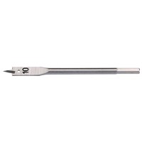 Draper 10mm flat wood bit, silver with pointed tip and hexagonal shank, designed for drilling wood surfaces.