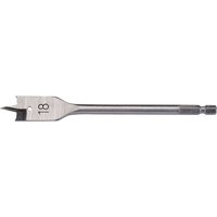 Draper Flat Wood Bit, 18mm, silver steel with hex shank and sharp cutting edge.