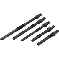 Draper Glow Plug Adaptor Kit with five black metal adaptors of varying lengths, cylindrical design.