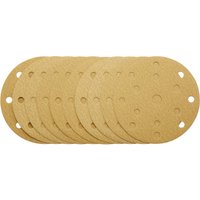 Gold sanding discs with hook & loop, 150mm, 180 grit, 15 dust holes, pack of 10 by Draper.