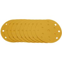 Gold Draper sanding discs, 150mm, 400 grit, with hook & loop backing and 15 dust extraction holes, pack of 10.