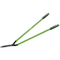 Green-handled Draper grass shears with 100mm steel blades and black grips.