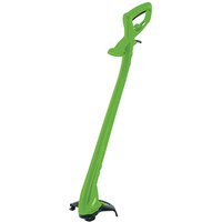 Green Draper GT2318 grass trimmer with double line feed, ergonomic handle, and 250W motor.